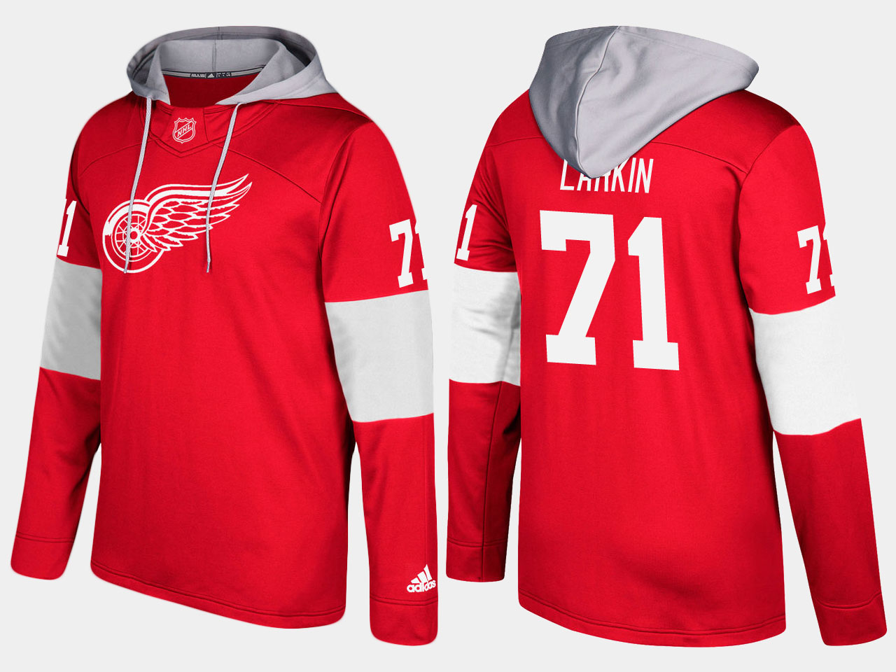 NHL Men Detroit red wings #71 dylan larkin red hoodie->detroit red wings->NHL Jersey